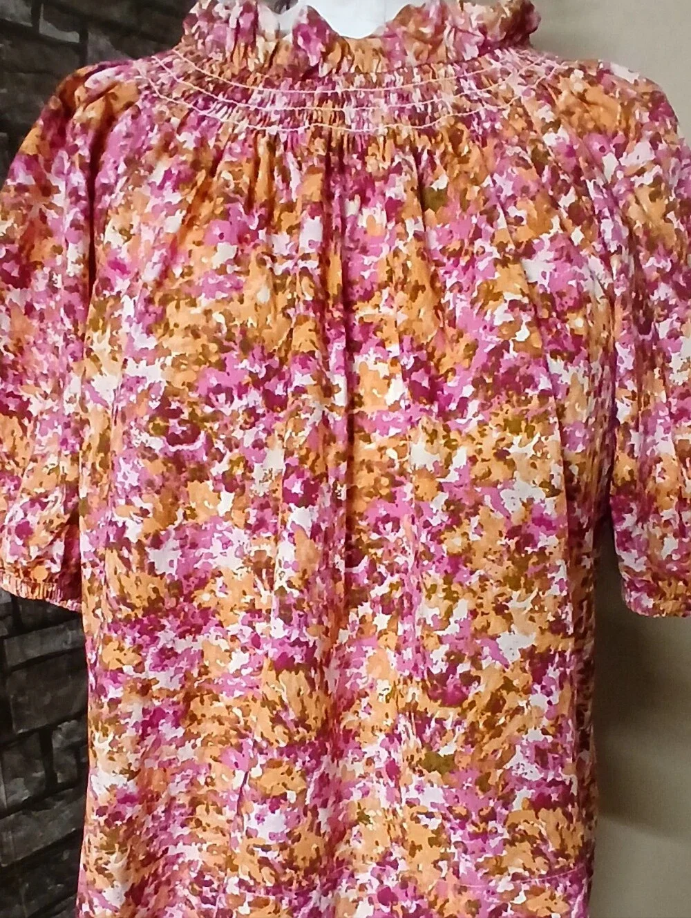 J CREW | Smocked Floral Puff Sleeve Top